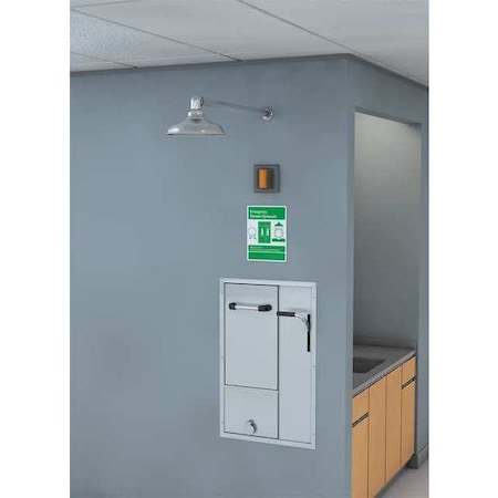 Guardian Equipment GBF2172 - Shower with Eyewash, Wall Mount, Stainless Steel Pipe, 33 in H, Stainless Steel Bowl