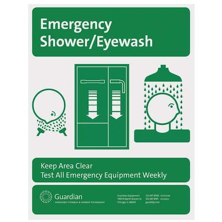 Guardian Equipment 250-012G - Sign, Swing-down, Ge, Plastic, Green, For Use With, Guardian(R) Eye and Eye/Face Wash Units