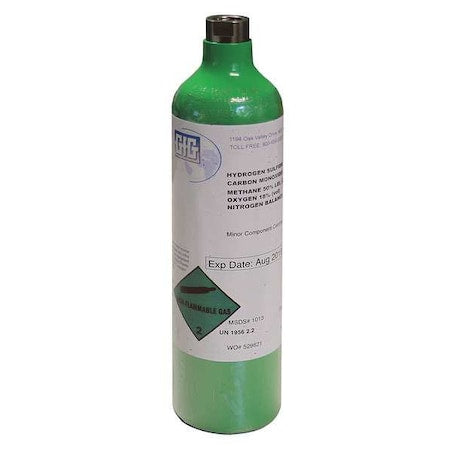 Gfg 7802-030 - Calibration Gas, Carbon Dioxide, Hydrogen Sulfide, 44 L, C-10 Connection, +/-10% Accuracy