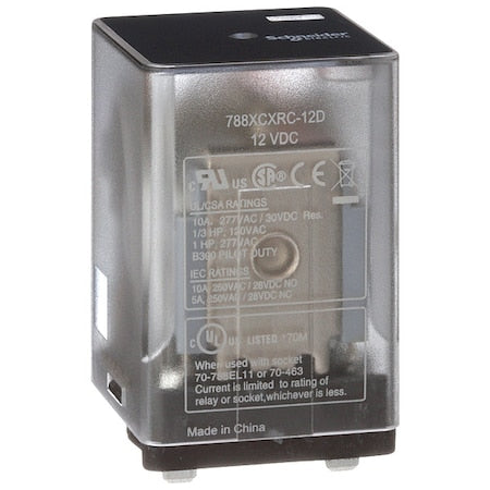 Schneider Electric 788XCXRC-12D - Plug-In, General Purpose Relay, Square, 10 A, 11 Pins, Blade Terminal