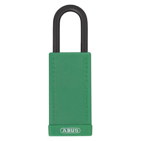 Abus 74LB/40 KA GREEN - Lockout Padlock, Keyed Alike, Plastic-Covered Aluminum, Green, 1 1/2 in Shackle Height