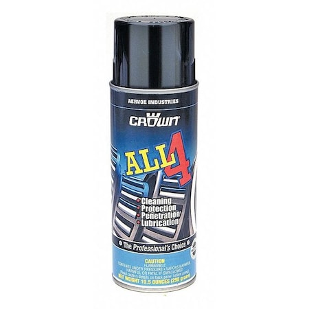Crown 7340 - Lubricant, 10.5 oz, Aerosol Spray Can, Mineral Oil Base, 110 Degrees F Max Op Temp, Amber