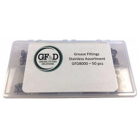 Gf&D Systems GFD8000 - Stainless Grease Fittng Assrtmnt,50 pcs.