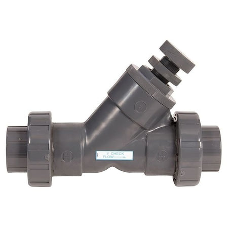 Hayward Flow Control SLC10075SU - Y-Check Valve, True Union, Spring-Loaded, 3/4", PVC/FPM, Socket, Adjustable 2-15 psi