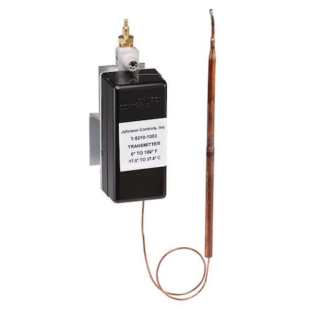 Johnson Controls T-5210-1113 - Pneumatic Temperature Transmitter, Duct, Flange, Wall, Well, 3 to 15 psi