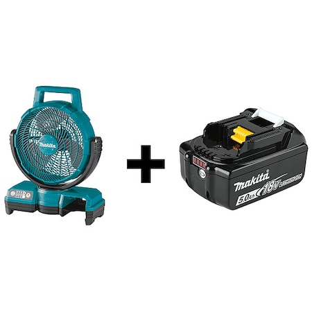 Makita DCF203Z + BL1850B - Jobsite Fan Kit, 9 1/4" Dia, 18 V DC