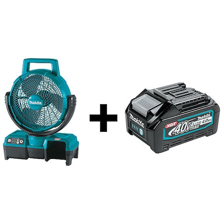 Makita CF001GZ + BL4040 - Jobsite Fan Kit, 9 1/4" Dia, 40 V DC