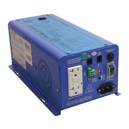 Aims Power PICOGLF6W12V120V - Power Inverter and Battery Charger, Pure Sine, 1800 W Peak, 600 W Continuous, 2 Outlets