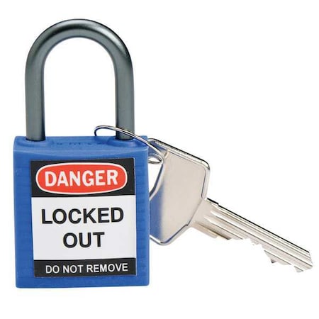 Brady 143156 - Lockout Padlock, Keyed Different, Nylon, Blue, 1 in Shackle Height, 1 3/16 in Body Width