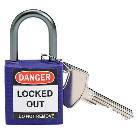 Brady 143164 - Lockout Padlock, Keyed Different, Nylon, Purple, 1 in Shackle Height, 1 3/16 in Body Width