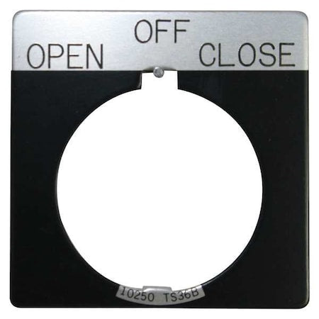 Eaton 10250TS53 - Cutler-Hammer Legend Plate,Square,Open Off Close,Black