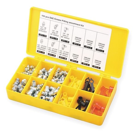 Westward 3APF4 - Grease Fitting And Cap Kit,SAE,100 PC