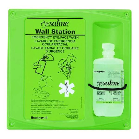 Sperian By Honeywell 32-000460-0000-H5 - Single Use Eyewash Station, 1 Bottle Buffered Saline Solution Included (16 oz), Plastic Housing