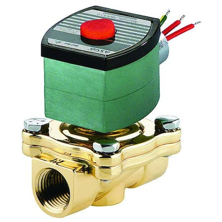 Asco 8210G014 - Solenoid Valve, 2-Way, 2-Position, Normally Open, 1 in Pipe Size, 120 V AC, High Flow, Brass, NBR