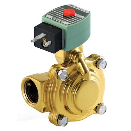 Asco SC8210G054 - Solenoid Valve, 2-Way, 2-Position, Normally Closed, 1 in Pipe Size, 120 V AC, High Flow, Brass, NBR