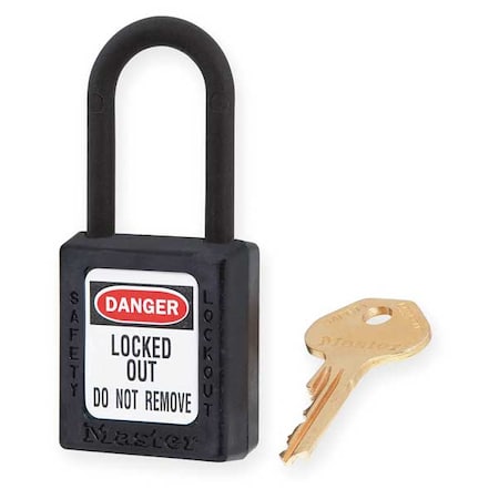 Master Lock 406BLK - Lockout Padlock, Keyed Different, Thermoplastic, Black, 1 1/2 in Shackle Height