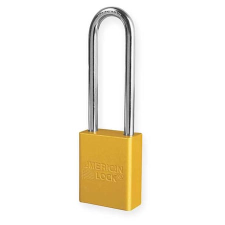 American Lock A1107YLW - Lockout Padlock, Keyed Different, Aluminum, Yellow, 3 in Shackle Height, 1 1/2 in Body Width