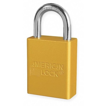 American Lock A1105KAYLW - Lockout Padlock, Keyed Alike, Aluminum, Yellow, 1 in Shackle Height, 1 1/2 in Body Width