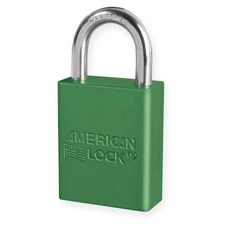 American Lock A1105KAGRN - Lockout Padlock, Keyed Alike, Aluminum, Green, 1 in Shackle Height, 1 1/2 in Body Width