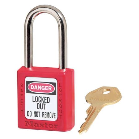 Master Lock 410KAS6RED - Zenex Thermoplastic Safety Padlock, 1-1/2 in H Shackle, Red, PK6