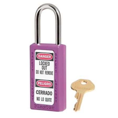Master Lock 411PRP - Lockout Padlock, Keyed Different, Thermoplastic, Purple, 1 1/2 in Shackle Height