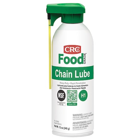Crc 03055 - Food Grade Chain Lubricant, H1 Food Grade, 8 to 325 Degree F, 12 oz Aerosol Can, Clear