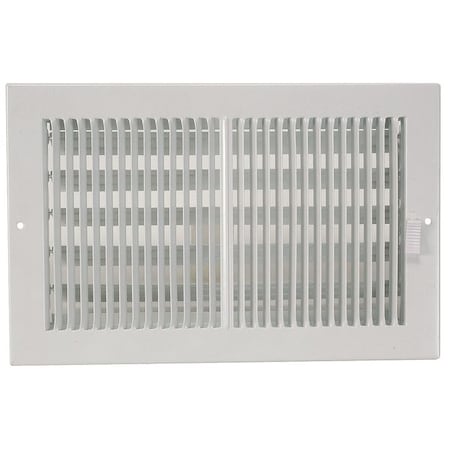 N/A 4JRN7 - Sidewall/Ceiling Register, 12 in W x 4 in H Opening, White, Steel, Two-Way, Surface Mount