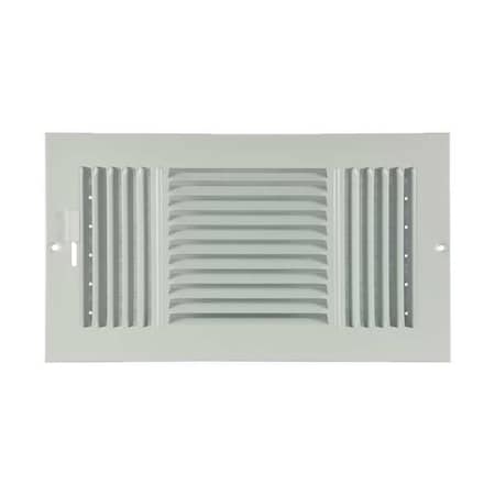 N/A 4JRR1 - Ceiling/Wall Register, 12 in W x 6 in H Opening, Louvered, White, Three-Way Flow, Surface Mount