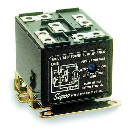 Supco APR5 - Potential Relay, Adjustable, 110-370, Single, Up to 5
