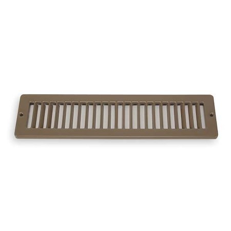 N/A 4MJD4 - Toe Space Air Grille, 12 in W x 2 in H Opening, Brown, Steel, One-Way Airflow, Surface Mount