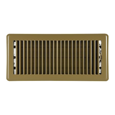 N/A 4MJE8 - Lay-In Floor Register, 14 in W x 6 in H, Louvered, Brown, Steel, One-Way Airflow