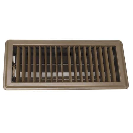 N/A 4MJE9 - Lay-In Floor Register, 10 in W x 4 in H Opening, 174 cfm, Brown, Steel, One-Way Airflow