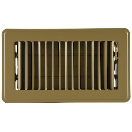N/A 4MJE2 - Lay-In Floor Register, 8 in W x 4 in H, Louvered, Brown, Steel, One-Way Airflow