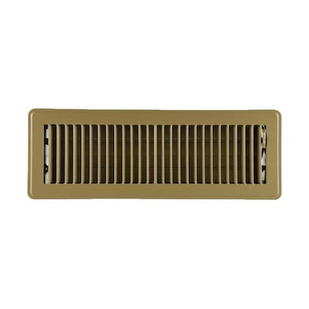 N/A 4MJE5 - Lay-In Floor Register, 14 in W x 4 in H Opening, Brown, Steel, One-Way Airflow