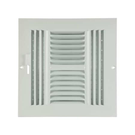 N/A 4MJH3 - Sidewall/Ceiling Register, 8 in W x 8 in H Opening, 210 cfm, White, Steel, Four-Way, Surface Mount