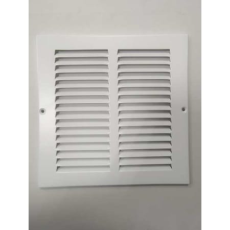 N/A 4MJN3 - Ceiling/Wall Return Air Grille, 8 in W x 8 in H Opening, 1/2 in Bar Spacing, White, Steel, One-Way