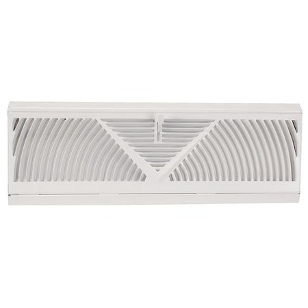 N/A 4JRT4 - Baseboard Register W/ Damper, 18 in W x 2 in H Opening, White, Steel, One-Way, Surface Mount