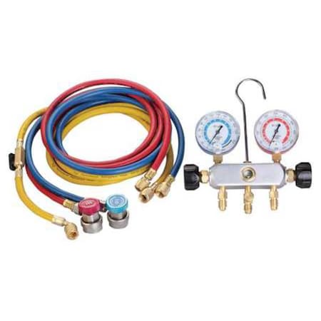 Dayton 4PDF7 - Manifold Gauge Set,6 ft L,2 3/4 in Gauge