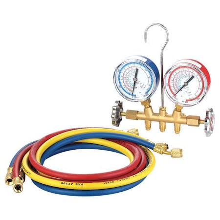 Dayton 4PDG1 - Manifold Gauge Set,6 ft L,3 1/8 in Gauge