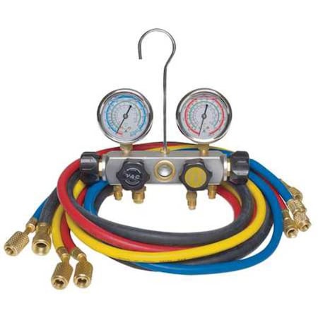 Dayton 4PDG2 - Manifold Gauge Set, 4 Valve,4 Hoses