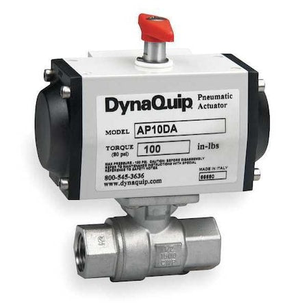 Dynaquip Controls P2S23AJUDA010A - 1/2" FNPT Stainless Steel Pneumatic Ball Valve Inline