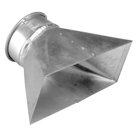 Nordfab 8010004381 - Round Router Hood, 10 in Duct Dia, Galvanized Steel, 22 ga GA, 6 in W, 12" L, 12 in H