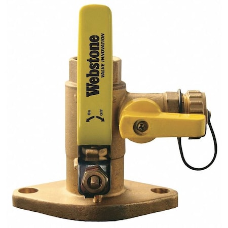Webstone 50414HV - 1" Flanged 3-Way Brass Ball Valve w/Drain