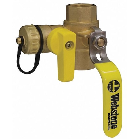 Webstone 40613 - 3/4" IPS x Hose Cap Brass Ball Valve with Drain 3-Way