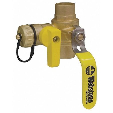 Webstone 50613 - 3/4" Sweat x Hose Cap Brass Ball Valve with Drain 3-Way