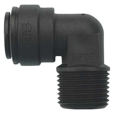 John Guest PP481223E - Push-Fit Elbow Fitting, 3/8 in Tube Size, Polypropylene, Black, 10 PK