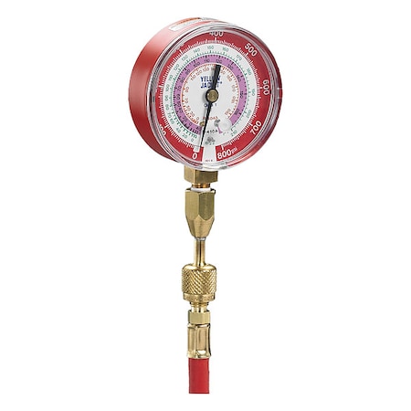 Yellow Jacket 40344 - Test Gauge, 3 1/8 in Dia, Red, 800 psi