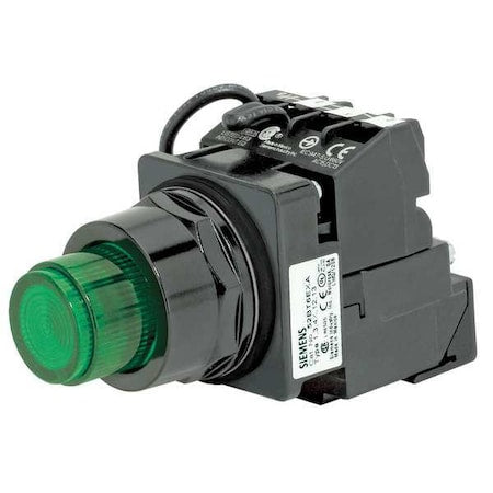 Siemens US2:52BT6G3AB - Illuminated Push Button, 30 mm, 1 NO/1 NC, Green