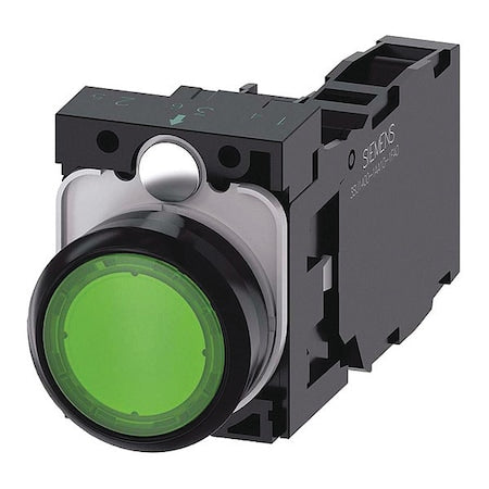 Siemens 3SU1102-0AB40-1FA0 - Illum Push Button,Full Volt,Green,1 NO/1 NC