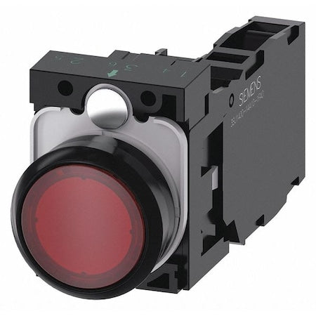 Siemens 3SU1103-0AB20-1FA0 - Illum Push Button,Full Volt,Red,1 NO/1 NC